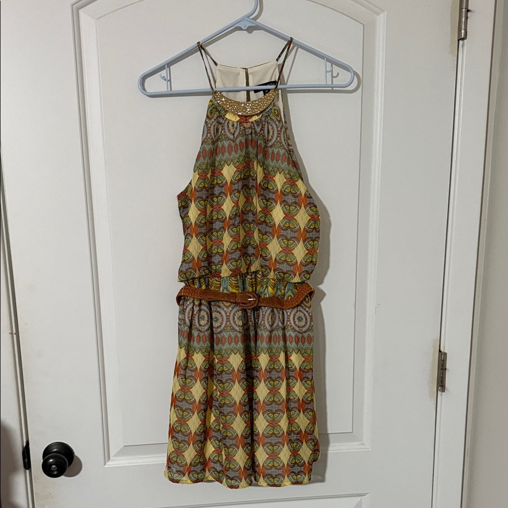 As U Wish Multicolor Patterned Halter Dress